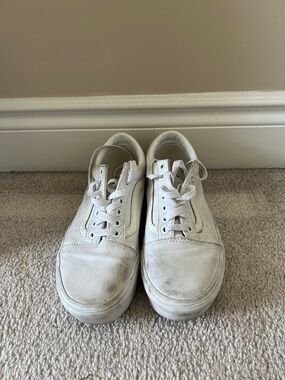 White Vans Old Skool Low Top Platform Sneakers